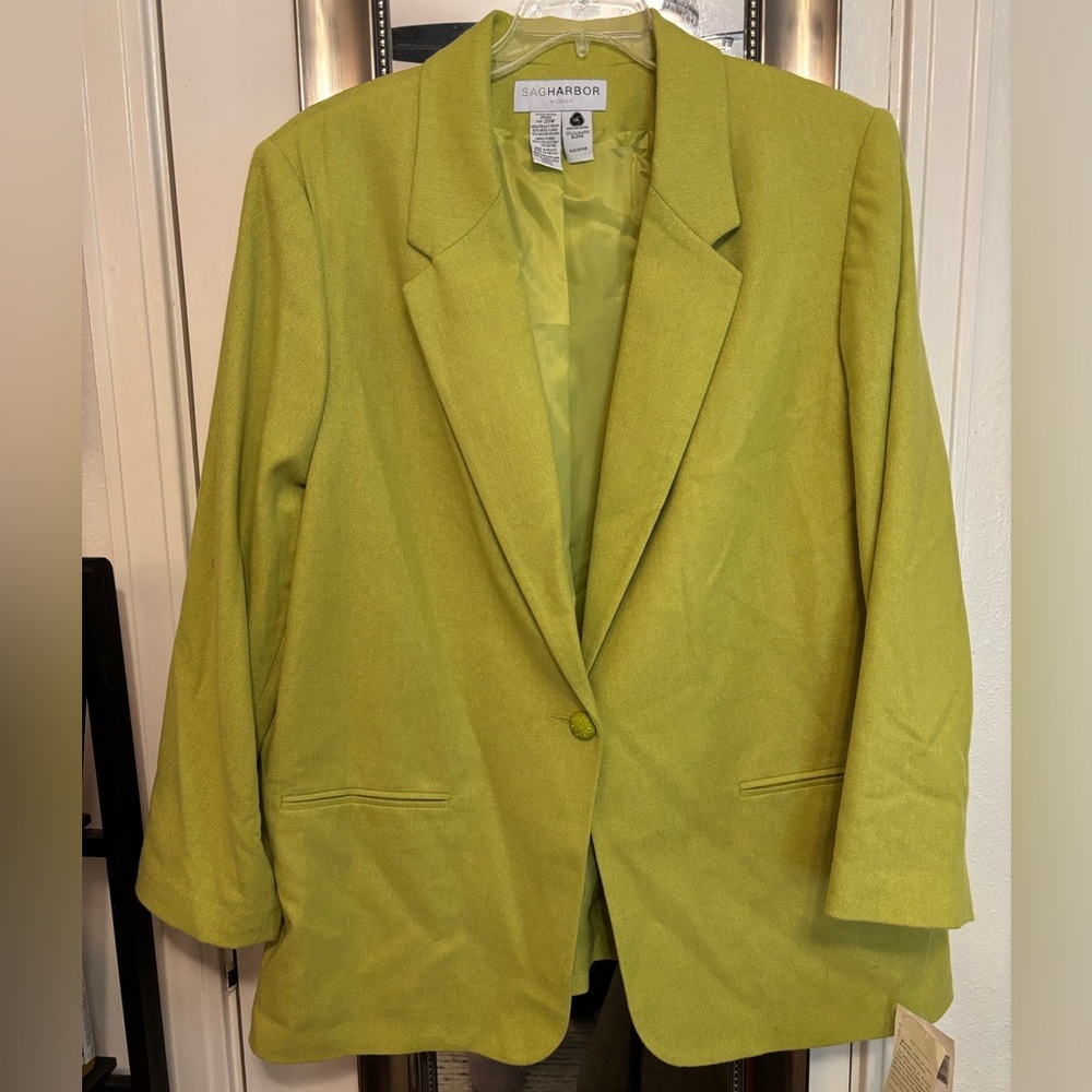 Sag Harbor Lime Green Wool Blend Single-Button Blazer NWT Size 20W
